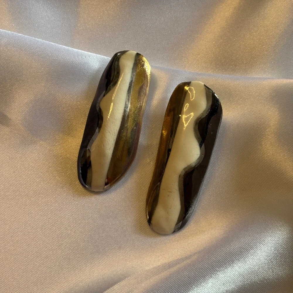 Rare Vintage Handmade Abstract Statement Organic-Shaped Drop Earrings
